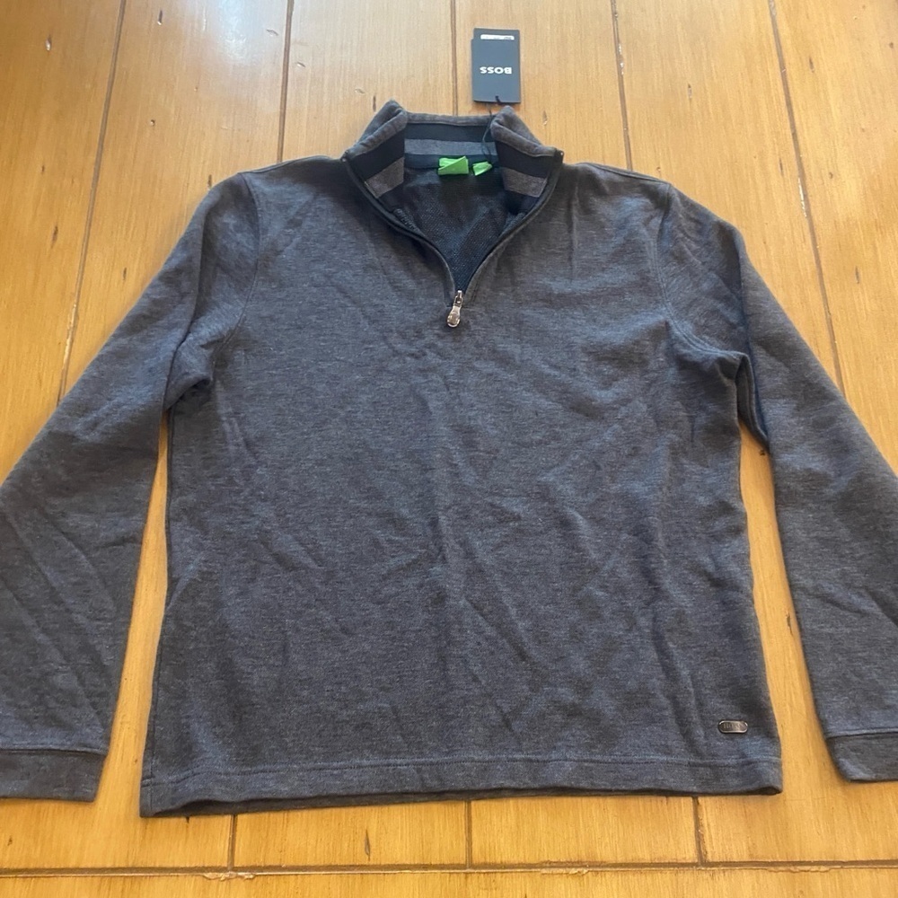 Hugo Boss men’s quarter zip gray pullover sweater new medium - Picture 15 of 15